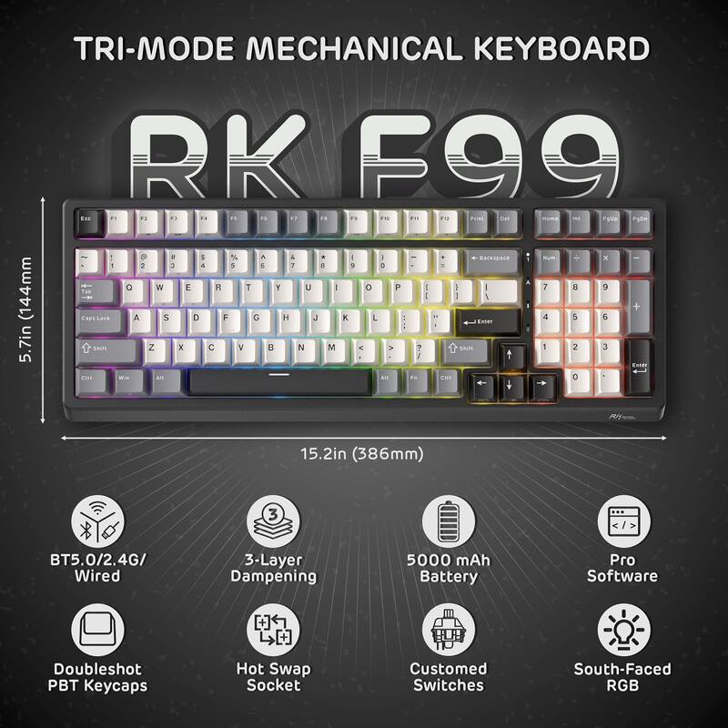 Teclado Mecânico sem Fio RK ROYAL KLUDGE F99 - Teclado - Magazine